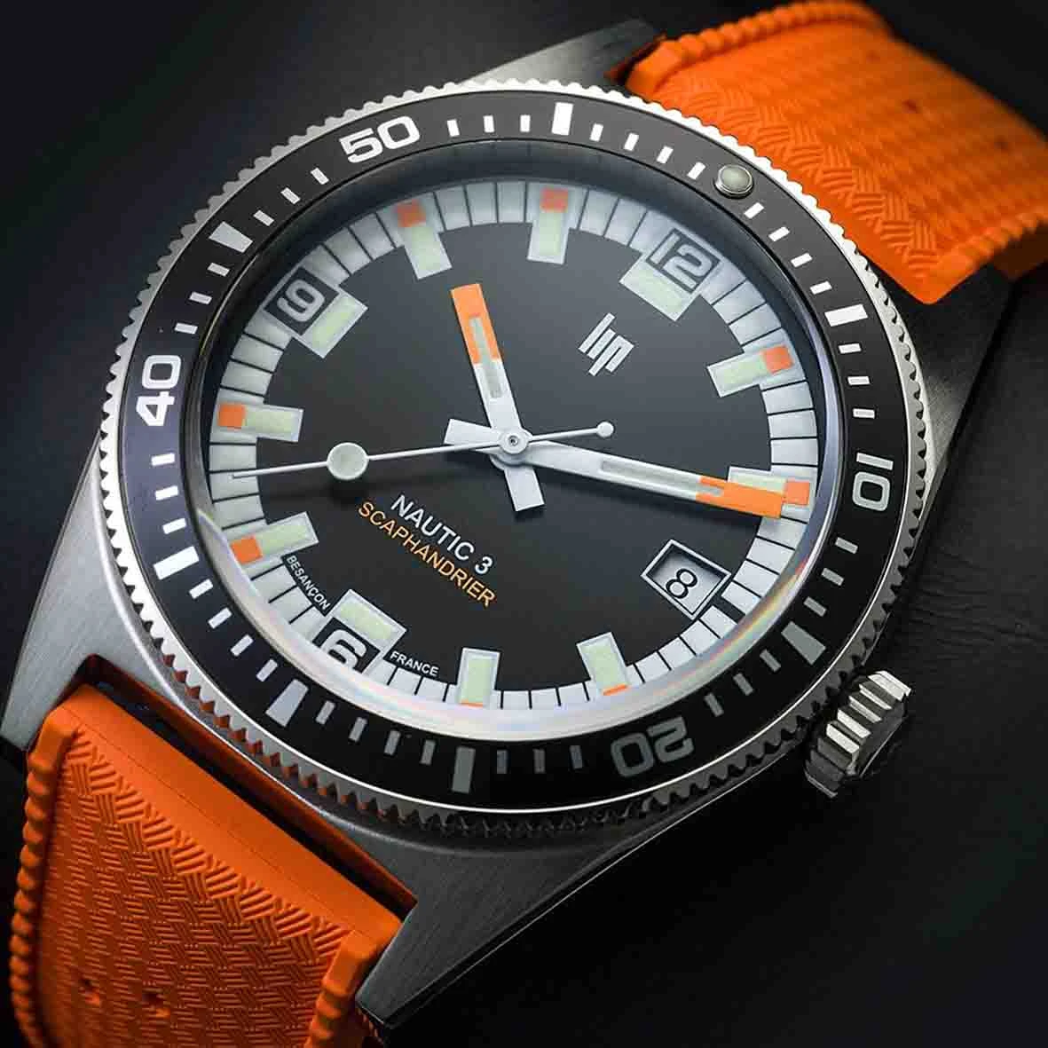 Montre Lip Nautic 3 Scaphandrier 670098- Homme - Cadran Noir- 39 Mm - Acier Inoxydable – Image 3