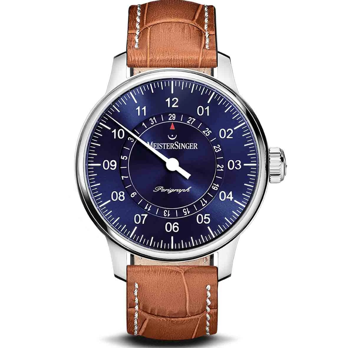 Montre MeisterSinger Pangaea Date Auto - Ponçage Solaire Bleu 43 Mm- AM1008