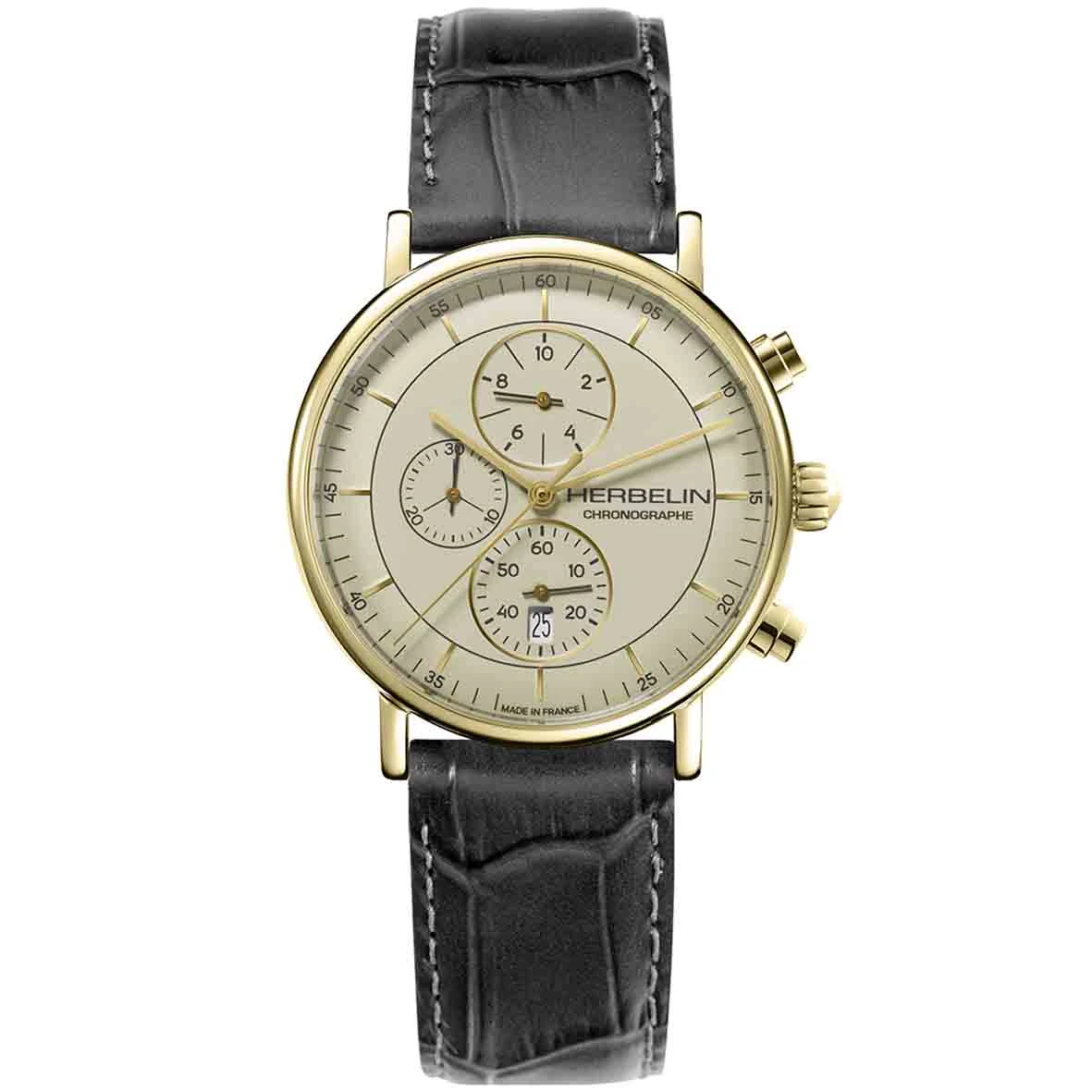 Montre Michel Herbelin Inspiration Quartz Cadran Ivoire Bracelet Cuir - 35647P17GR
