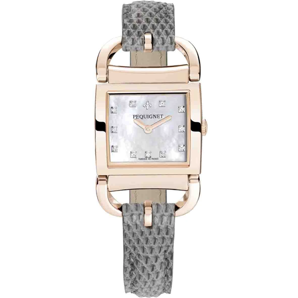 Montre Pequignet Attellage Quartz - Cadran Nacre Blanc - Bracelet Gris - 5896508CD-L