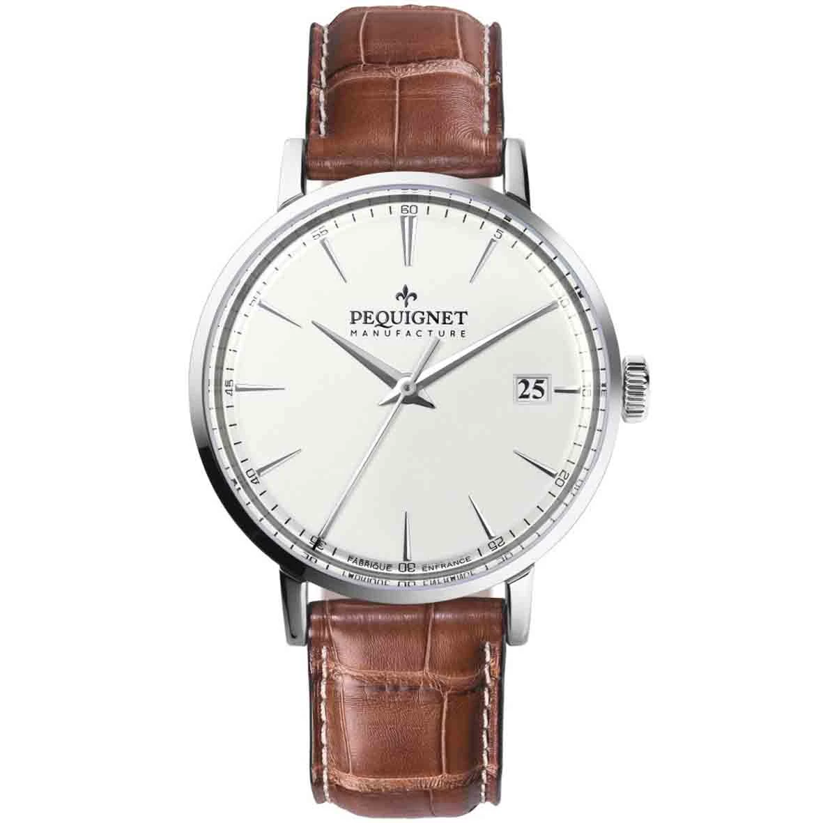 Montre Pequignet Manufacture Attitude Automatique Cadran Argent - 9060313-AM