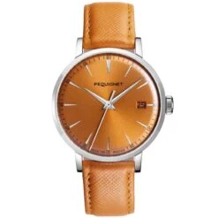 Montre Pequignet Manufacture Attitude Automatique Cadran Orange Soleillé - 9060403