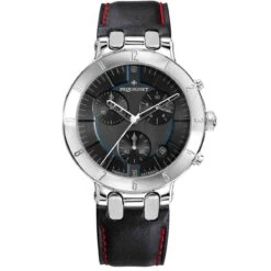 Montre Pequignet Moorea Chrono Acier - Cadran Noir Liseré Bleu 42 Mm - 1370443-CNR