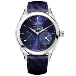 Montre Pequignet Royale GMT Automatique Cadran Bleu - 9010973-CORDURA