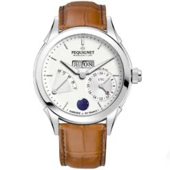 Montre Pequignet Rue Royale GMT Automatique Cadran Blanc - 9010933-AMC