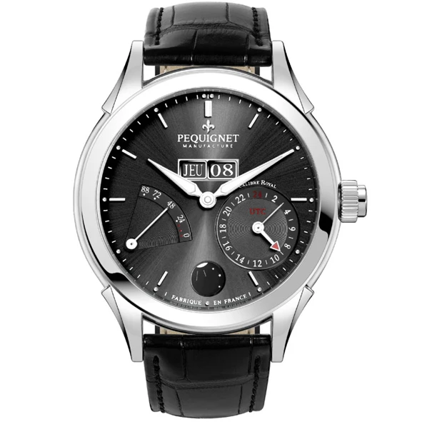 Montre Pequignet Rue Royale GMT Automatique Cadran Gris Anthracite - 9010943