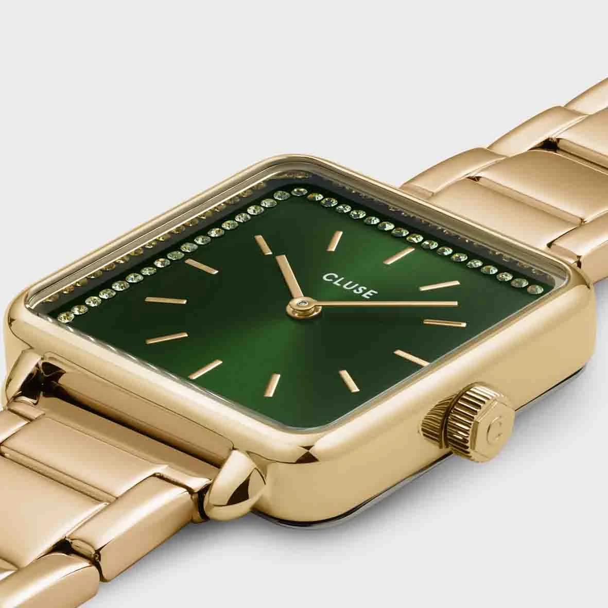 Cluse Tétragone Watch Steel Stones Green, Gold Colour - 28 Mm - CW10311 – Image 3
